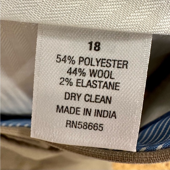 NORDSTROM FLAT FRONT DRESS KHAKI PANTS WITH TWO BUTTON CLOSURE BACK POCKETS - Picture 5 of 10